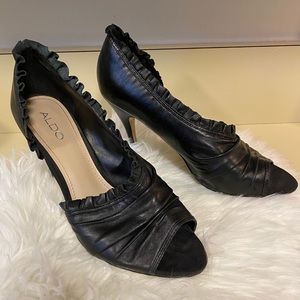 ALDO Black leather peep toe heel